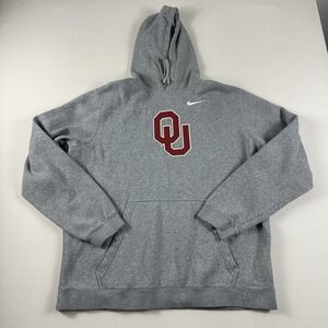 Nike Oklahoma Sooners Hoodie Sweater Mens 2XL Gray‎ Fleece Pullover Long Sleeve